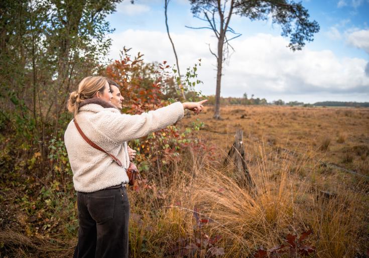 Koppel dat in de verte kijkt in de natuur