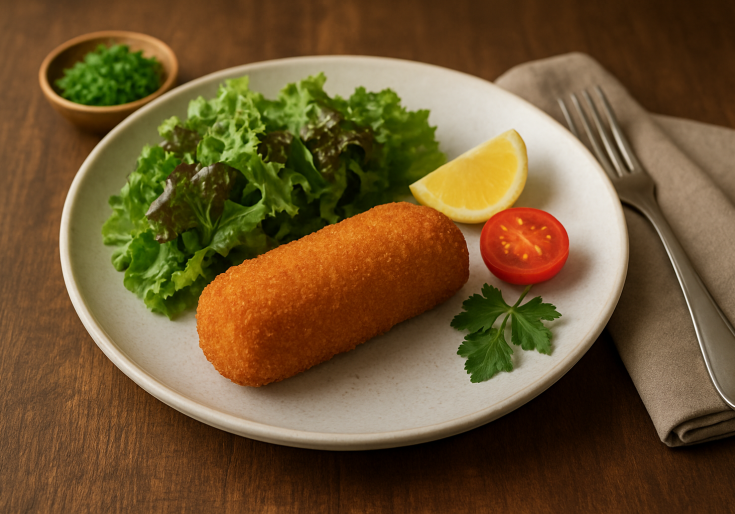 Kroket op een bord met sla