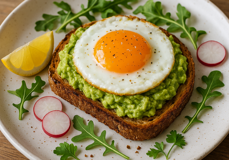 Toast met avocado en spiegelei